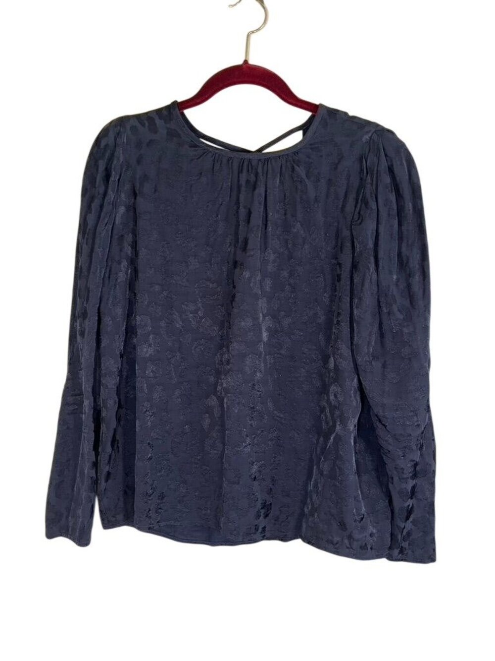 Express Animal Print Top Blue M Neutral Preppy Flowy Artsy Festival Capsule 80s